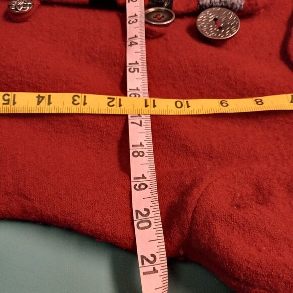 Carson Red Boiled Wool Artisan Multi-Size/Design Buttons Women's Large Jacket - Picture 7 of 14